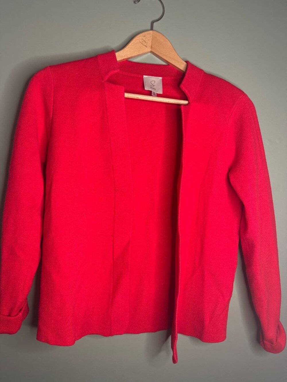 Sioni Women’s XS Red Cardigan Sweater Old Money Hollywood Preppy Quiet Luxury